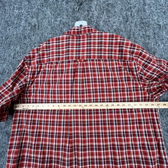 Columbia Mens Casual Button-Up‎ Shirt 2XT Tall Red Plaid Easy Care Short Sleeve - Picture 6 of 8
